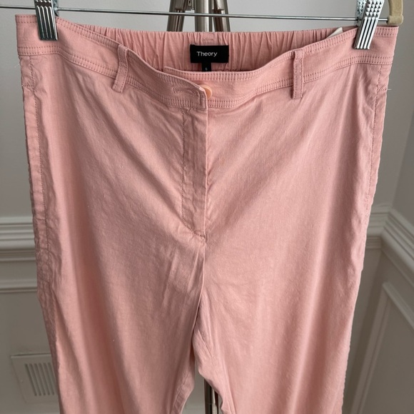 Theory Fluid Pink Ballet Organic Linen Blend Pants Size 6 - Picture 3 of 7